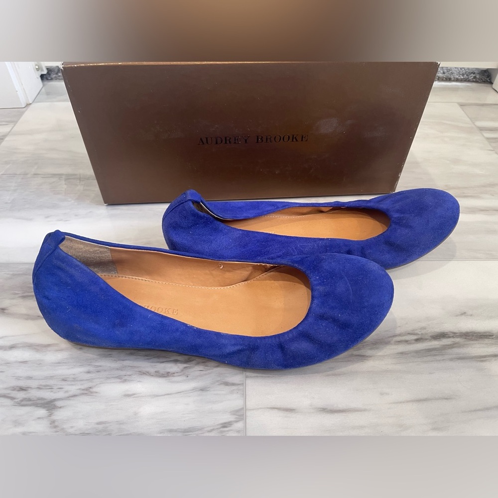 Blue suede flats